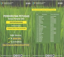 PERPANJANGAN Rekrutmen Calon Petugas Sensus Pertanian 2023 Kabupaten Kendal