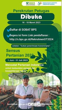 Rekrutmen Seleksi Calon Petugas Sensus Pertanian 2023 Kabupaten Kendal