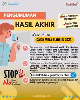 Pengumuman Hasil Akhir Rekrutmen Calon Mitra Statistik BPS Kabupaten Kendal 2024