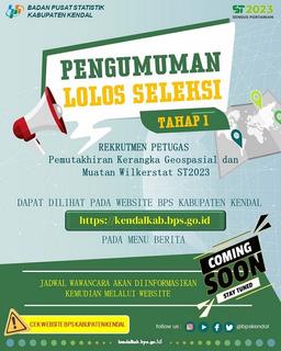 Pengumuman Seleksi Tahap I Calon Petugas Pemutakhiran Kerangka Geospasial dan Muatan Wilkerstat